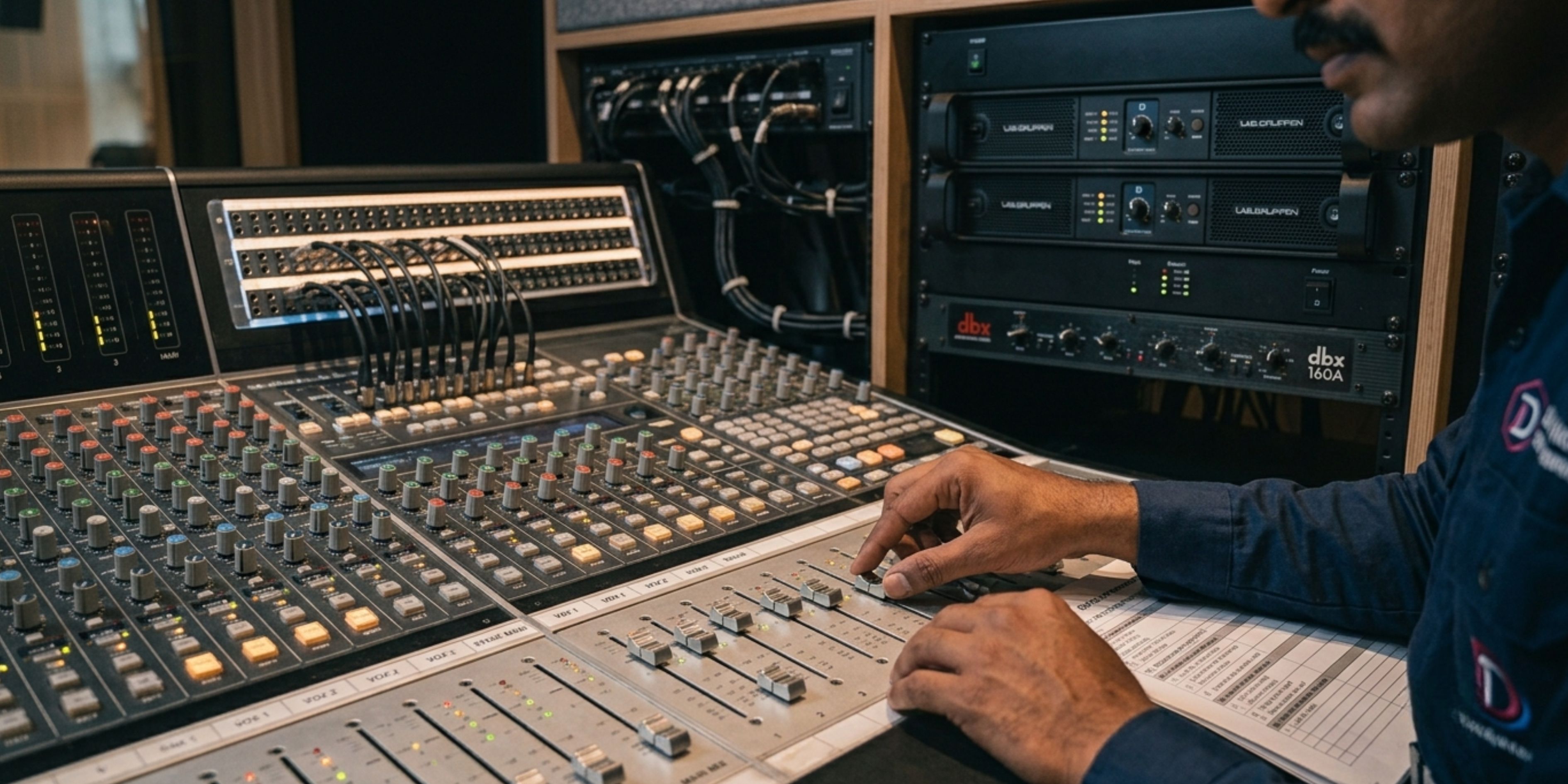 Sound mixing console used in auditorium audio setup